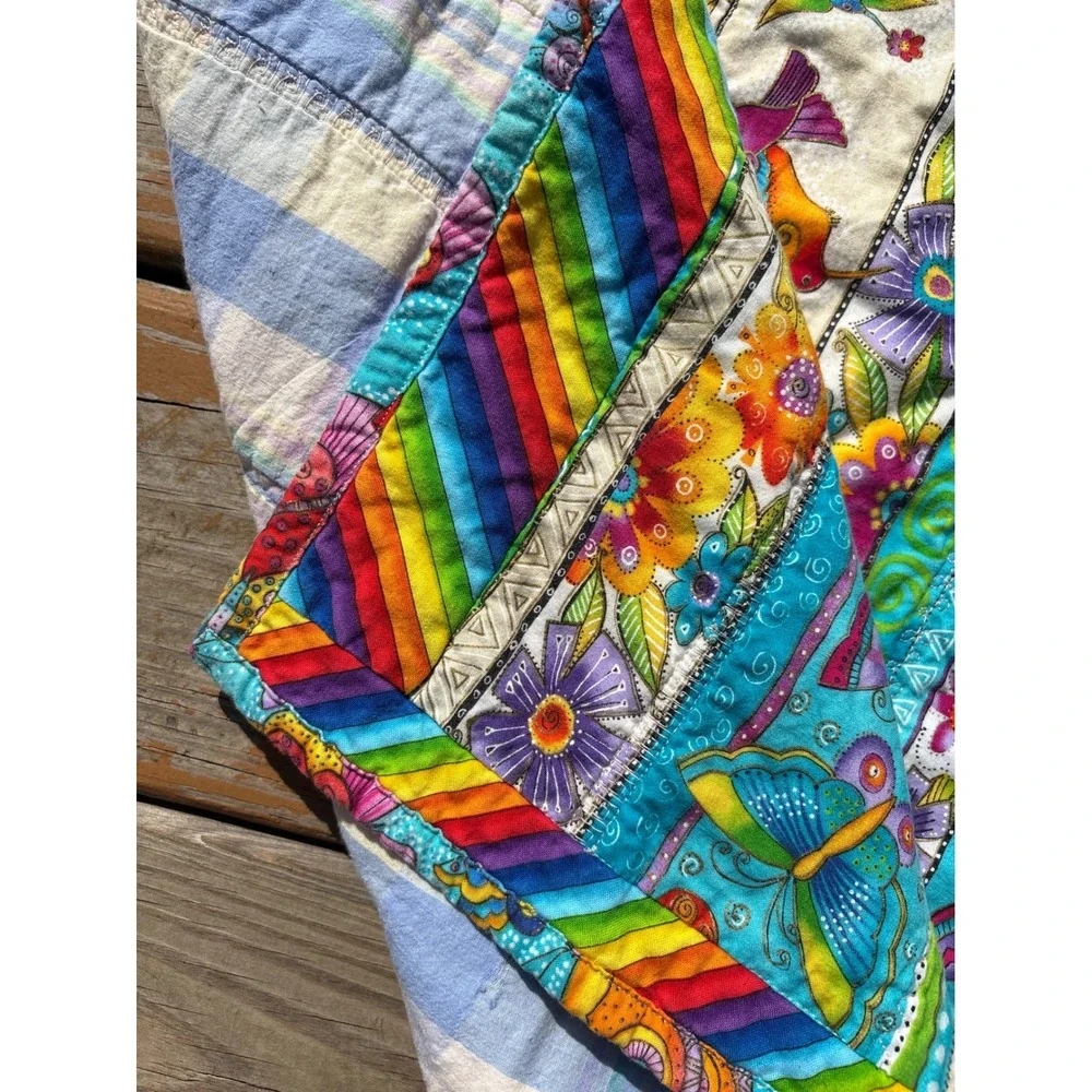 Project Linus Sparkle Handmade Quilt Hummingbird Butterfly Floral Rainbow 67x36